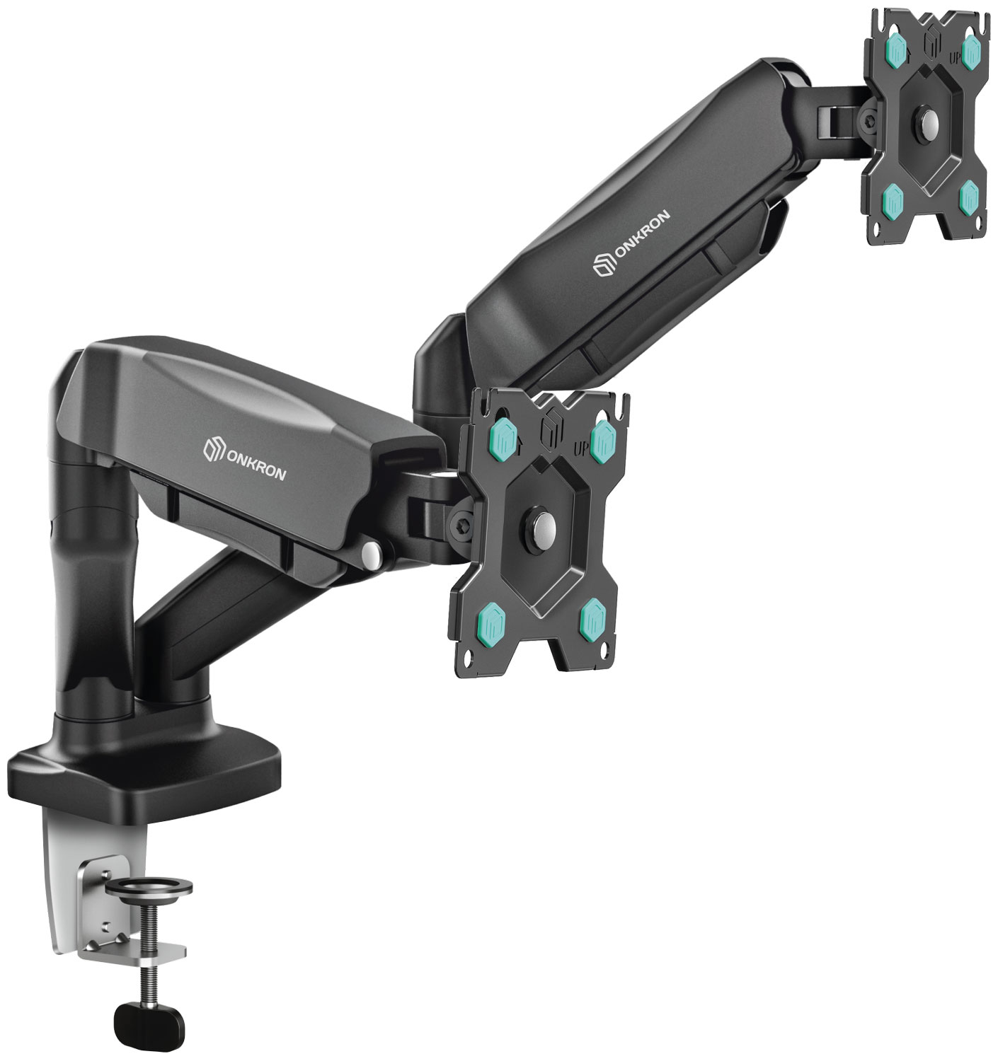 Изображение товара Настольный газлифт кронштейн ONKRON G 160 для двух мониторов от 13 до 32 дюймов