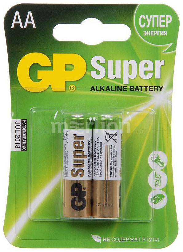Изображение товара Батарейка GP 15A (LR6) 2 штуки Super Alkaline AA