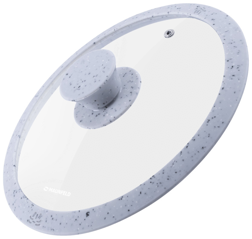 Изображение товара Крышка Maunfeld TRINITY 20 см стеклянная с силиконовым ободком и ручкой