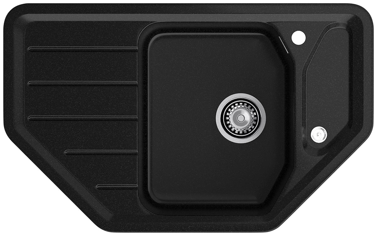 Изображение товара Кухонная мойка GranFest CORNER 800E угловая из мрамора черная 800x500 мм