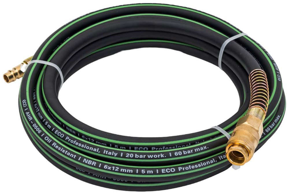 

Шланг армированный маслостойкий Eco 6/12 мм с быстросъемным соединением, длина 5 м, AHR-0506
