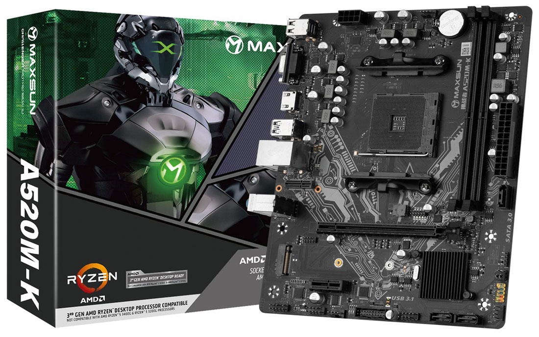 Изображение товара Материнская плата Maxsun CHALLENGER A520M-K (AM4, mATX) Изображение товара Материнская плата Maxsun CHALLENGER A520M-K (AM4, mATX)