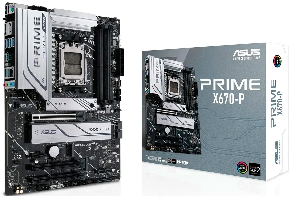 Изображение товара Материнская плата Asus PRIME X670-P для AMD AM5, DDR5, ATX, PCIe 5.0, без Wi-Fi