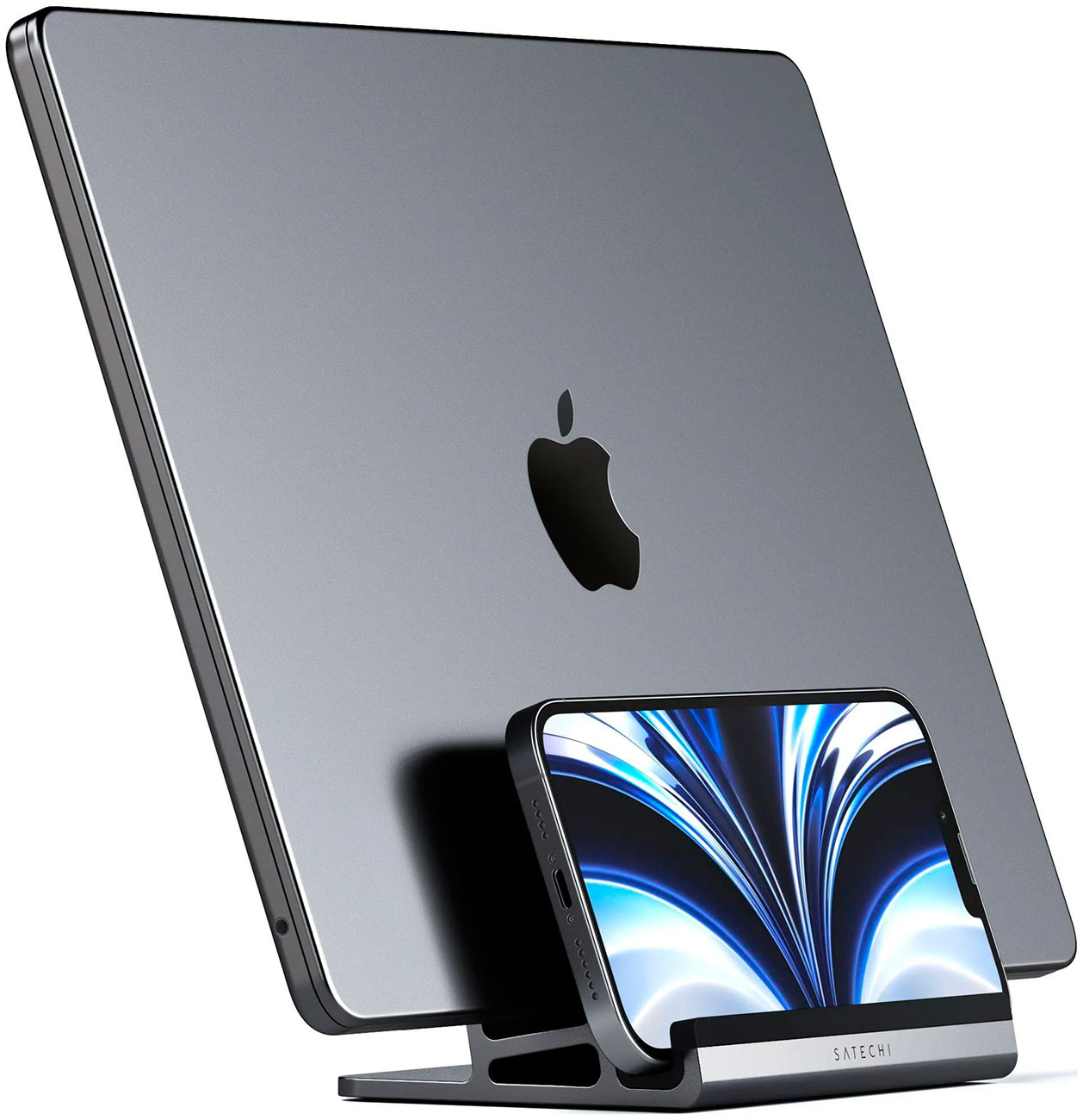 Изображение товара Настольная двойная подставка Satechi для ноутбуков и планшетов серый космос