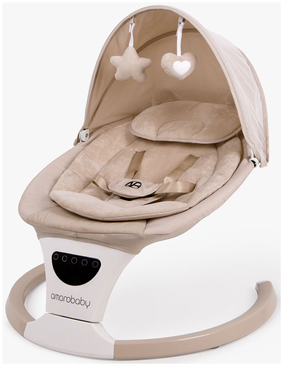 Электронные качели детские Amarobaby Teddy swing, бежевый Электронные качели детские Amarobaby Teddy swing, бежевый