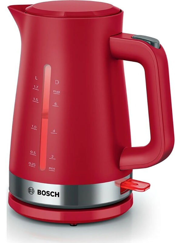Изображение товара Чайник Bosch TWK4M224 Красный с 1.7 л, 2400 Вт, нержавеющая сталь