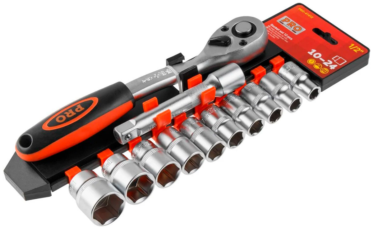 Изображение товара Набор головок Startul 1/2 10-24 мм 12 предметов трещотка удлинитель КИТАЙ