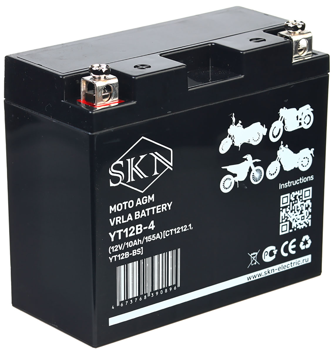 Изображение товара Аккумулятор стартерный для мототехники SKN YT12B-4 (12V/10Ah/155A) [CT 1212.1 YT12B-BS]