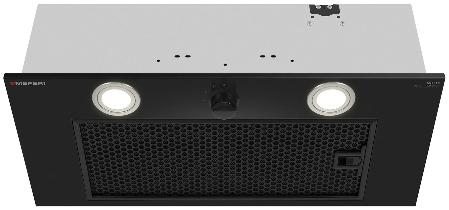 Изображение товара Вытяжка кухонная Meferi INBOX60BK PUSH COMFORT 950 м3/ч черная современная встроенная вытяжка