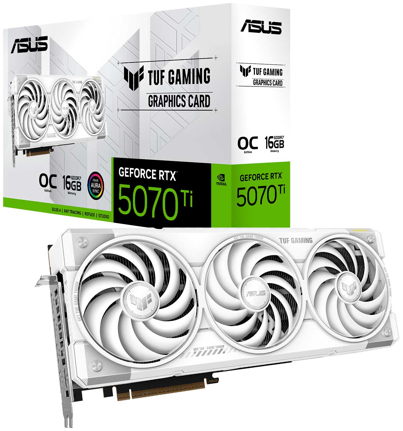 Изображение товара Видеокарта Asus GeForce TUF RTX 5070 TI 16GB OC (TUF-RTX5070TI-O16G-WHITE-GAMING)