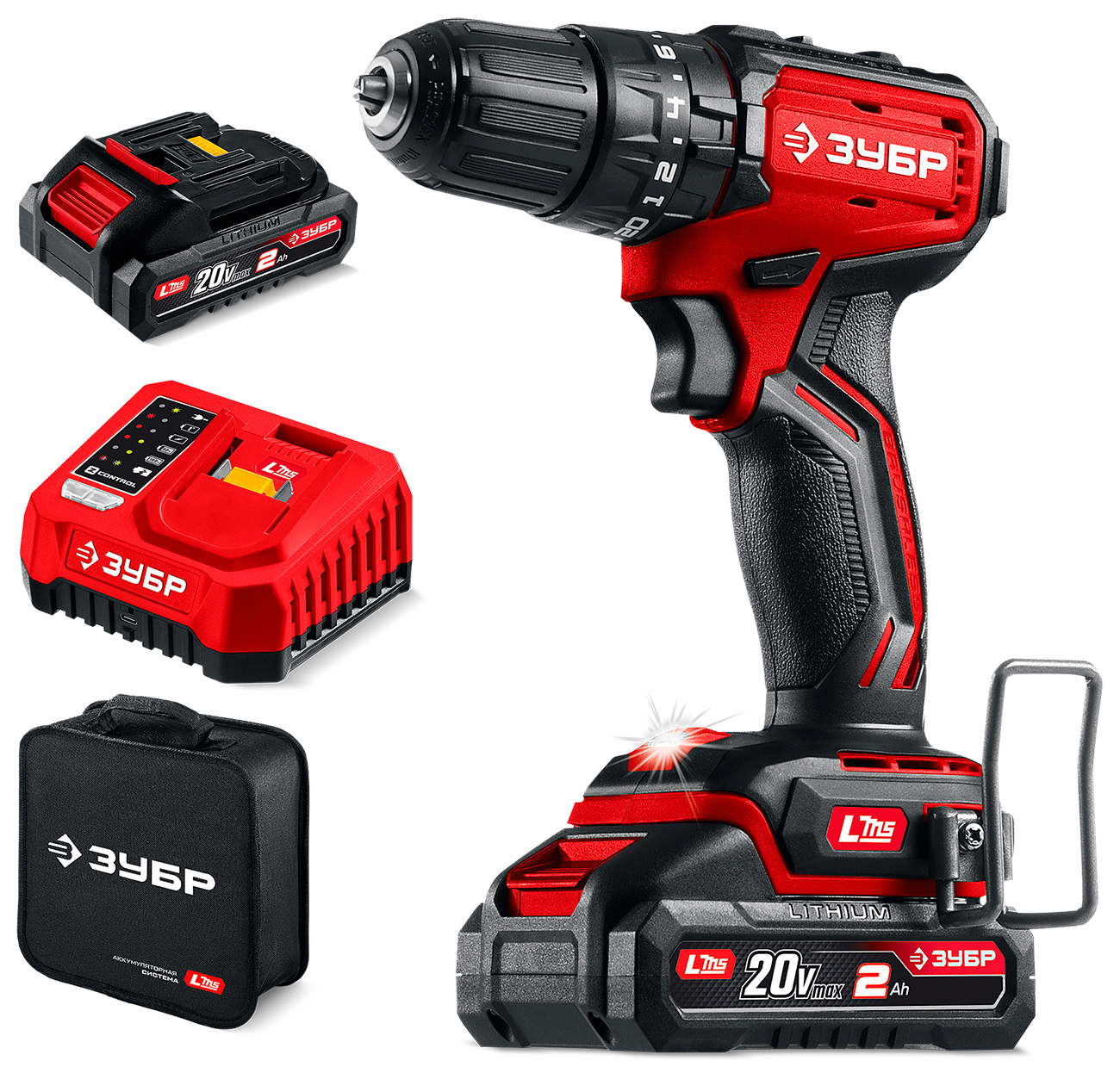 

Дрель-шуруповерт ударная бесщеточная Зубр 20 В, 45 Н·м, 2 АКБ LMS (2 А·ч), сумка (ДБУ-45-22)