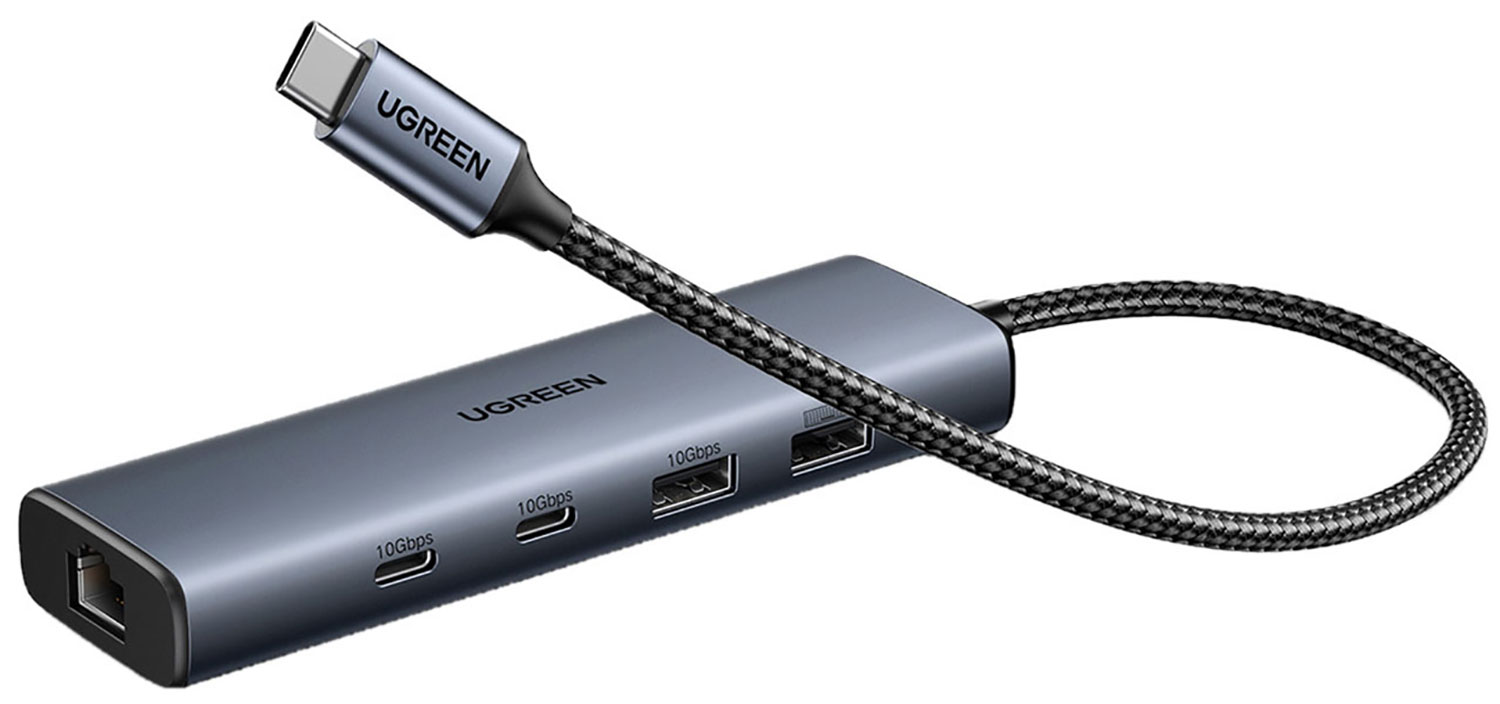 Изображение товара USB концентратор (хаб) Ugreen CM512, USB 3.2 C - USB-A 3.2+USB-A 2.0+2хUSB-C 3.2 10 Гбит/с, серый (45320)