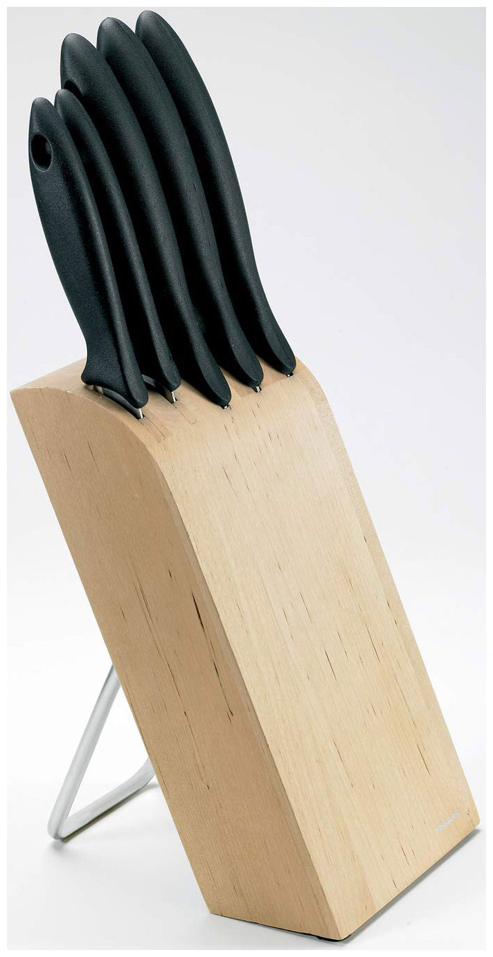 Изображение товара Набор ножей и подставка Fiskars Essential, 5 шт 1023782