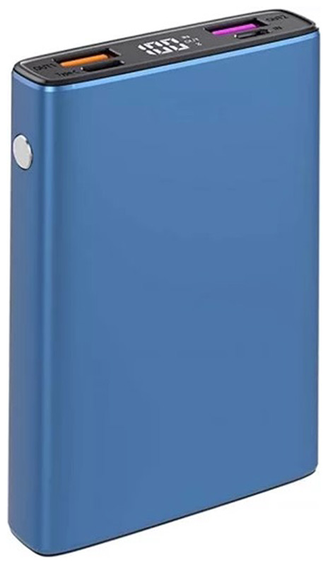 Внешний аккумулятор TFN 10000 mAh Steel Mini LCD PD blue