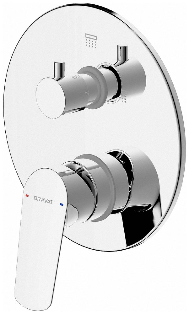 Изображение товара Смеситель для ванны с душем Bravat Rhein PB8429564CP-2-ENG 2-функциональный с внутренней частью хром