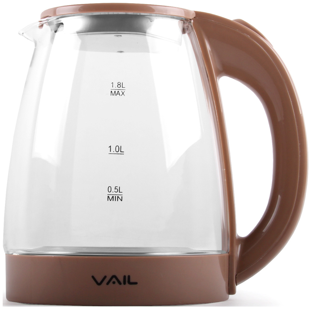 Чайник электрический Vail VL-5550 коричневый 1,8 л. чайник электрический vail vl 5507 1 8 л розовый