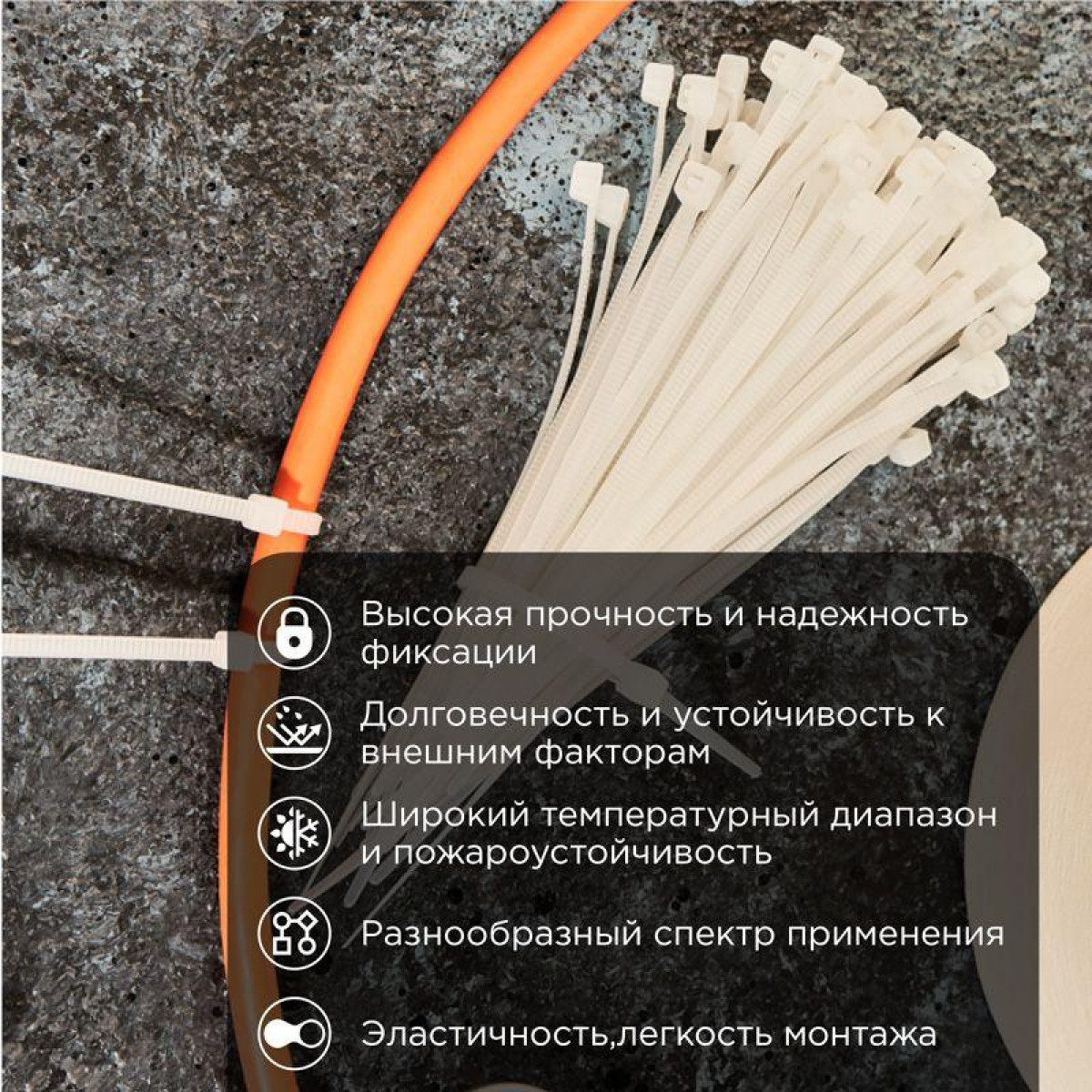 Изображение товара Кабели, провода и аксессуары Proconnect Хомут кабельный 100х2.5 нейл. бел. (уп.100шт)