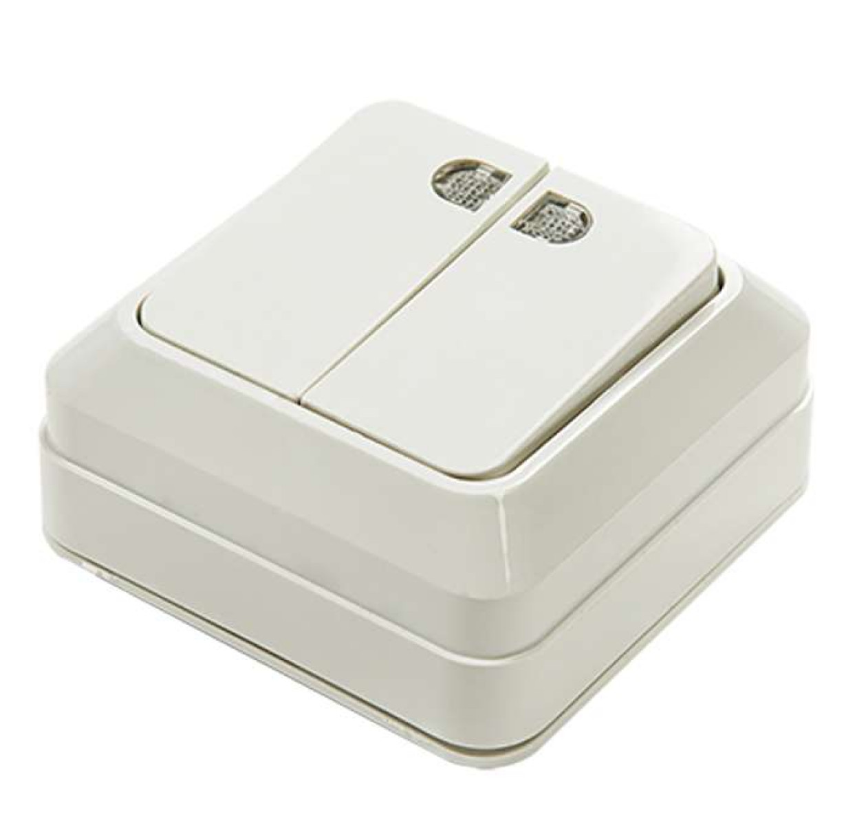 Изображение товара Двухклавишный выключатель In Home 7123 IP20 с подсветкой белый накладной