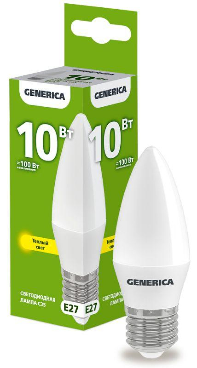 Изображение товара Светодиодная лампа Generica C35 10 Вт свеча E27 3000K
