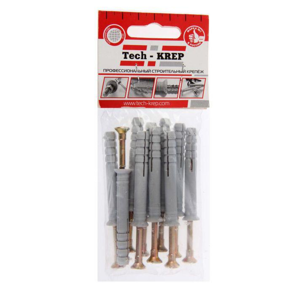Изображение товара Дюбель-гвоздь 8х60 с потайной манжетой из полипропилена Tech-KREP (уп.10шт)