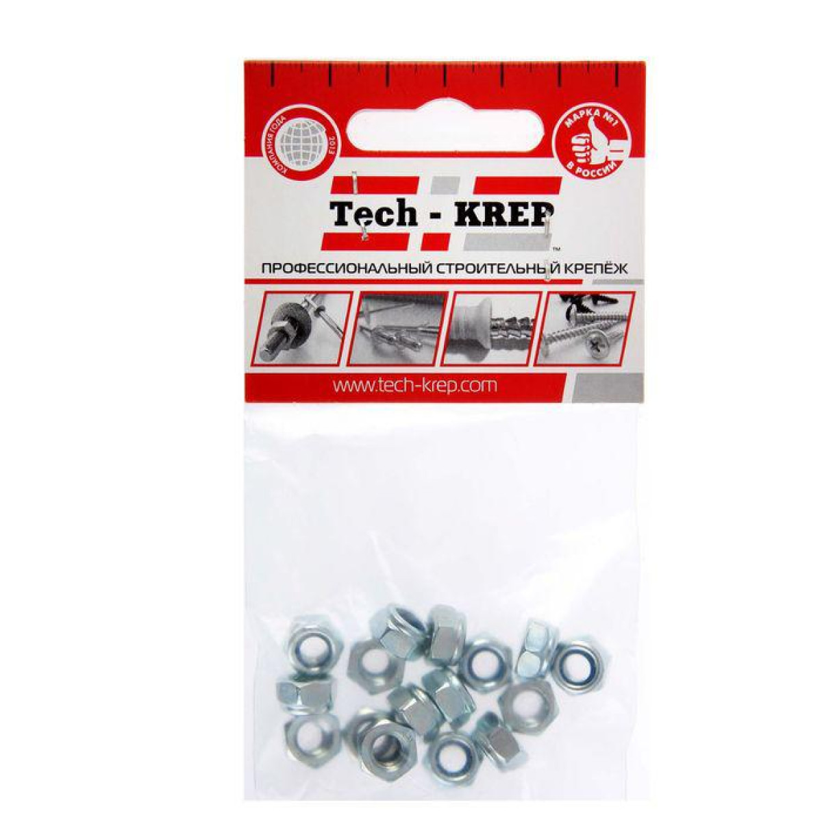 Изображение товара Изделия для электромонтажа Tech-KREP Гайка самоконтрящаяся М6 цинк. DIN 985 (уп.16шт) пакет Tech-Krep