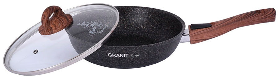 Изображение товара Сковорода Kukmara 24 см со съемной ручкой и стеклянной крышкой Granit Ultra