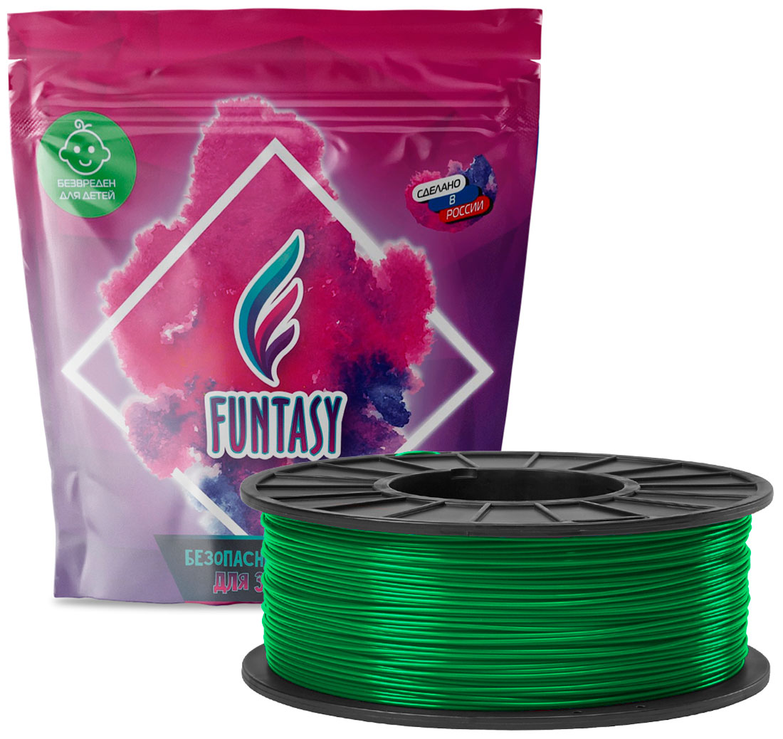Пластик в катушке Funtasy PLA, 1.75 мм, 1 кг, зеленый pla нить sunlu разноцветная радужная 1 75 мм 1 кг для 3d принтера