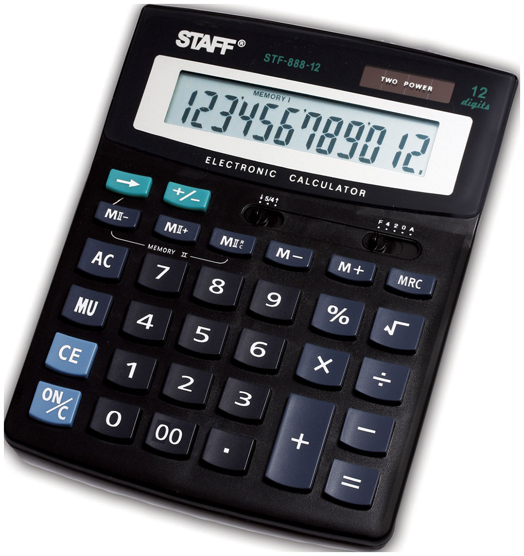 Изображение товара Калькулятор настольный Staff STF-888-12 (200х150мм), 12 разрядов, двойное питание, 250149
