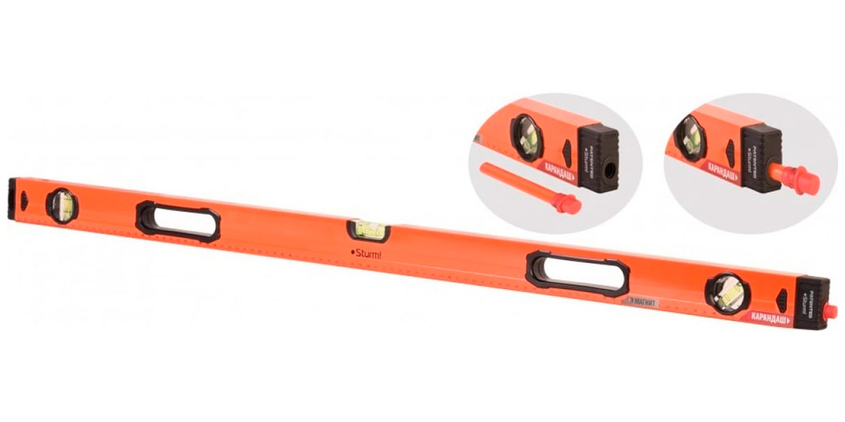 Изображение товара Уровень Sturm! 2015-09-1000 с 3 колбами и магнитом