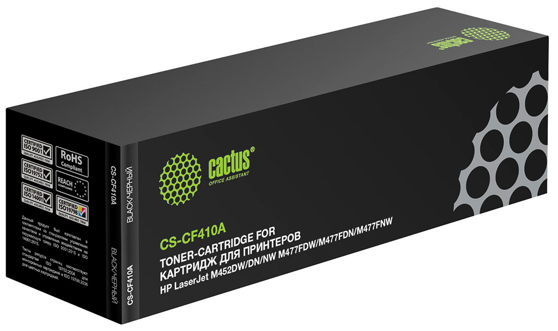 

Картридж лазерный Cactus CS-CF410A, для HP LaserJet Pro M477fdn/477fdw/M452dn, черный, ресурс 2300 страниц