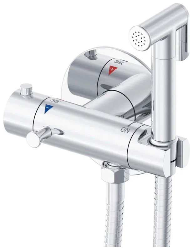 Изображение товара Гигиенический душ с термостатом Rose R915 хром современный дизайн и защита от ожогов