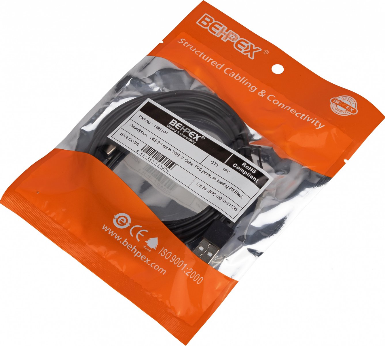 Изображение товара Кабель Noname USB (m)-USB Type-C (m) 2м черный