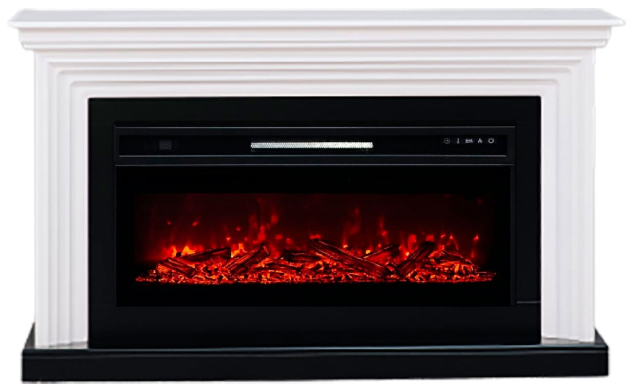 Изображение товара Электрический каминокомплект с очагом Pulsar 38 бело-черный с эффектом дров