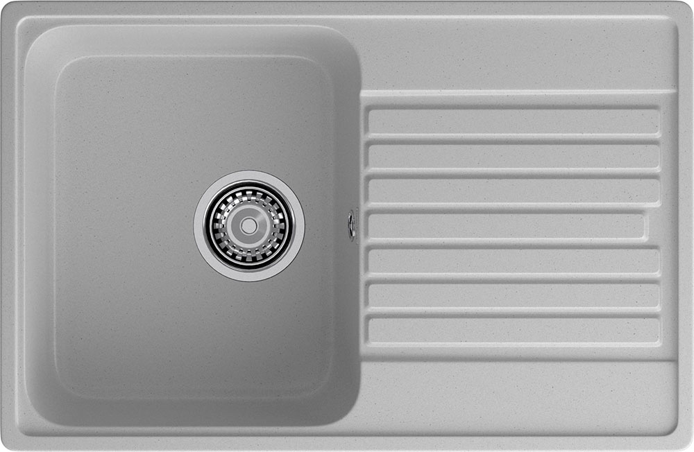 

Кухонная мойка GranFest QUARZ 78, 1-чаша+крыло, 740x480мм, серый (78 серый)