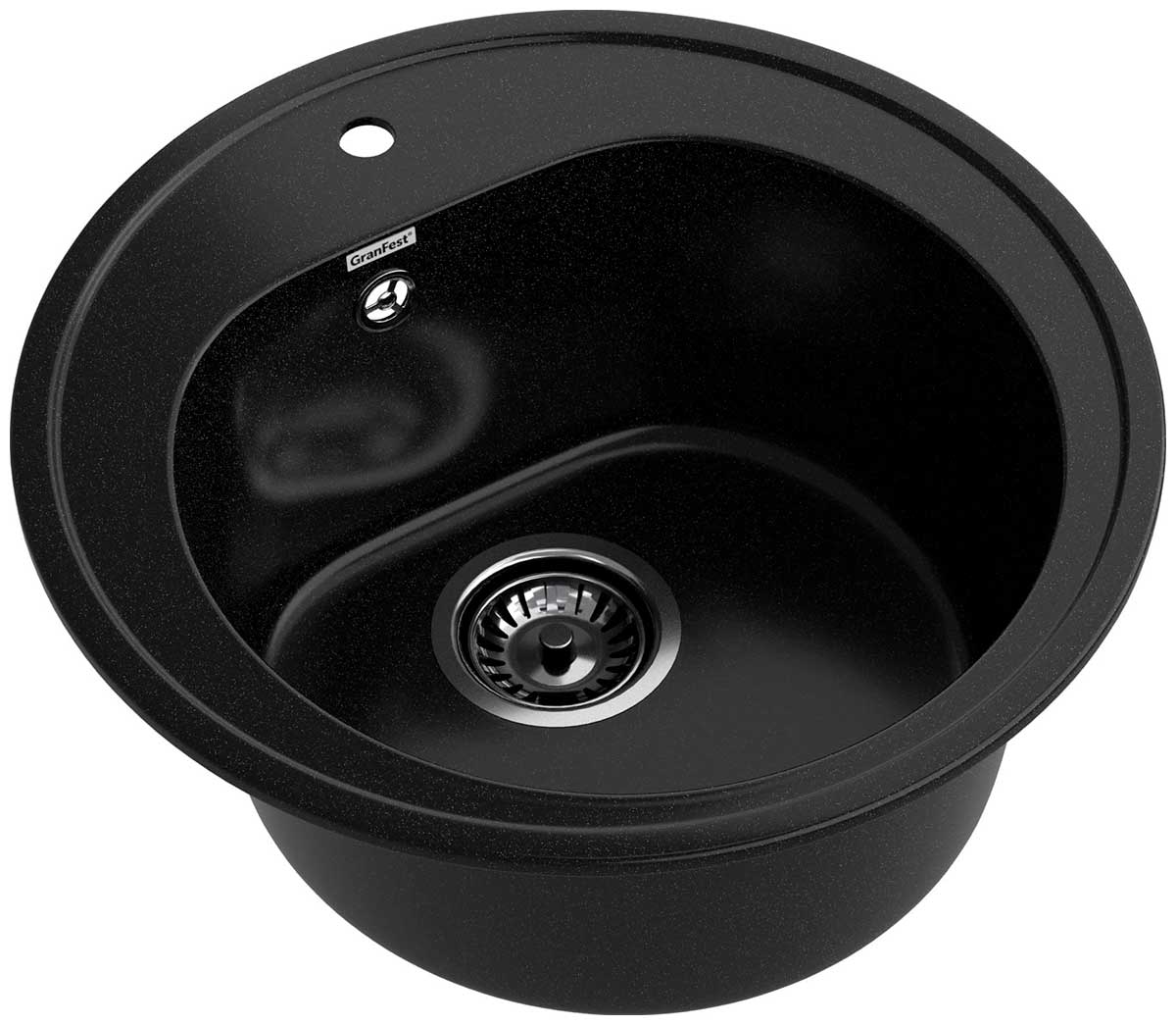 Изображение товара Кухонная мойка GranFest RONDO 510 1-чаша с отверстиями из мрамора черная