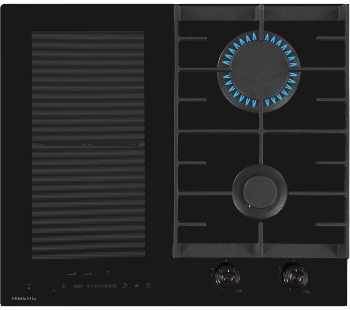 Изображение товара Комбинированная варочная панель Hiberg i-VM 6021 B с газом и индукцией