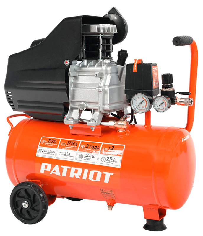 Изображение товара Поршневой масляный компрессор Patriot EURO 240 л/мин 8 бар 1500 Вт