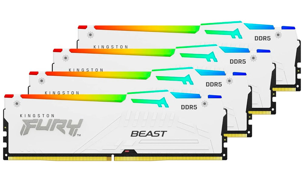 

Оперативная память Kingston DDR5 64GB (4x16GB) 6000MHz FURY Beast White RGB (KF560C40BWAK4-64), Белый