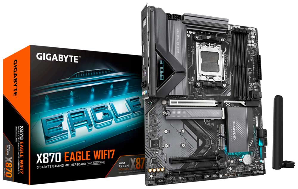 Изображение товара Материнская плата Gigabyte X870 EAGLE WIFI7 для AMD AM5 ATX с Wi-Fi 7 и DDR5