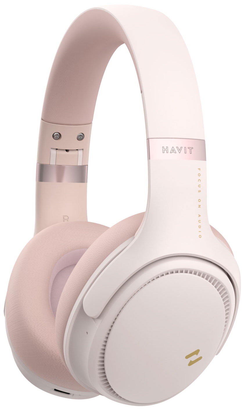 Изображение товара Наушники Havit H630BT PRO Pink беспроводные проводные 40 мм с микрофоном и ANC