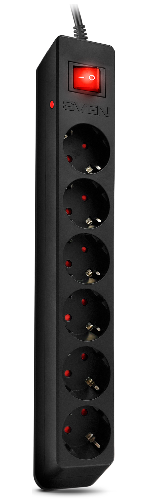 Изображение товара Сетевой фильтр Sven Optima 6 розеток, защита от перенапряжения, 5 м кабель, черный