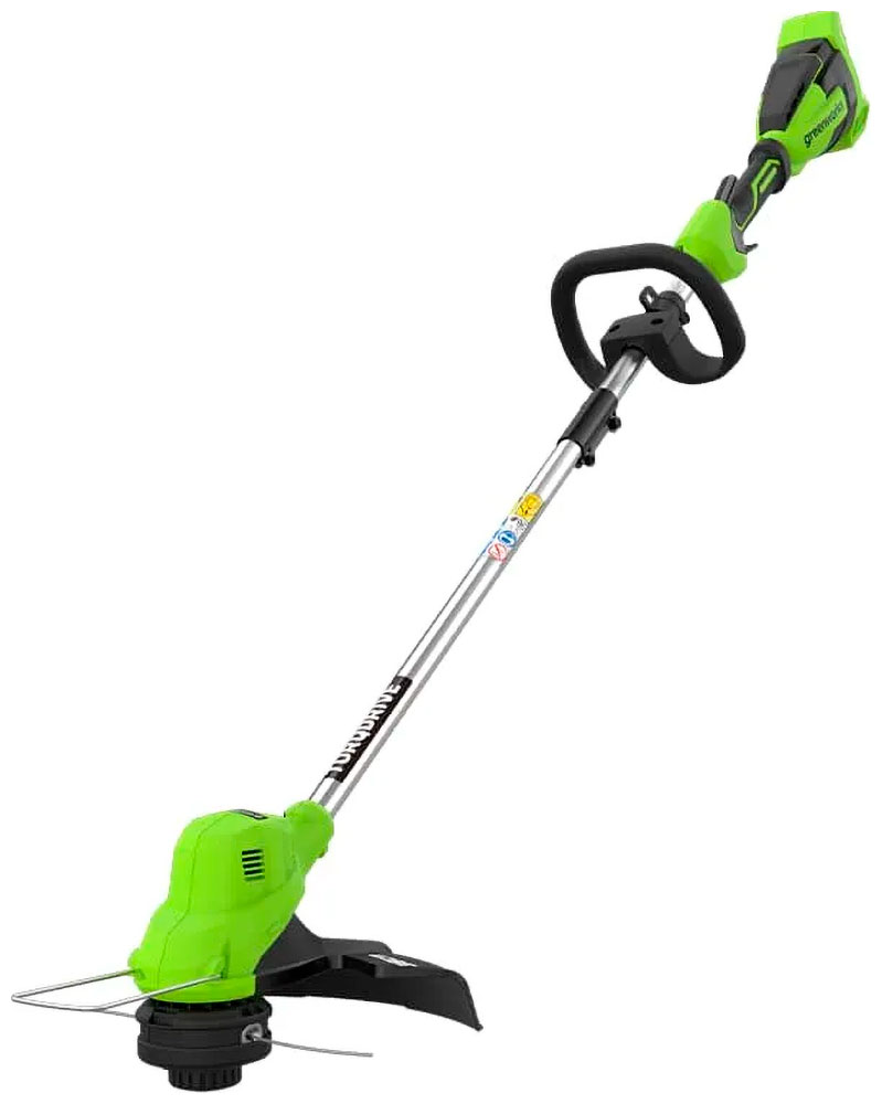 Изображение товара Триммер аккумуляторный Greenworks GD40LT, 40V, 38 см, с 1хАКБ, 8 Ач и ЗУ (2112207UH) зеленый