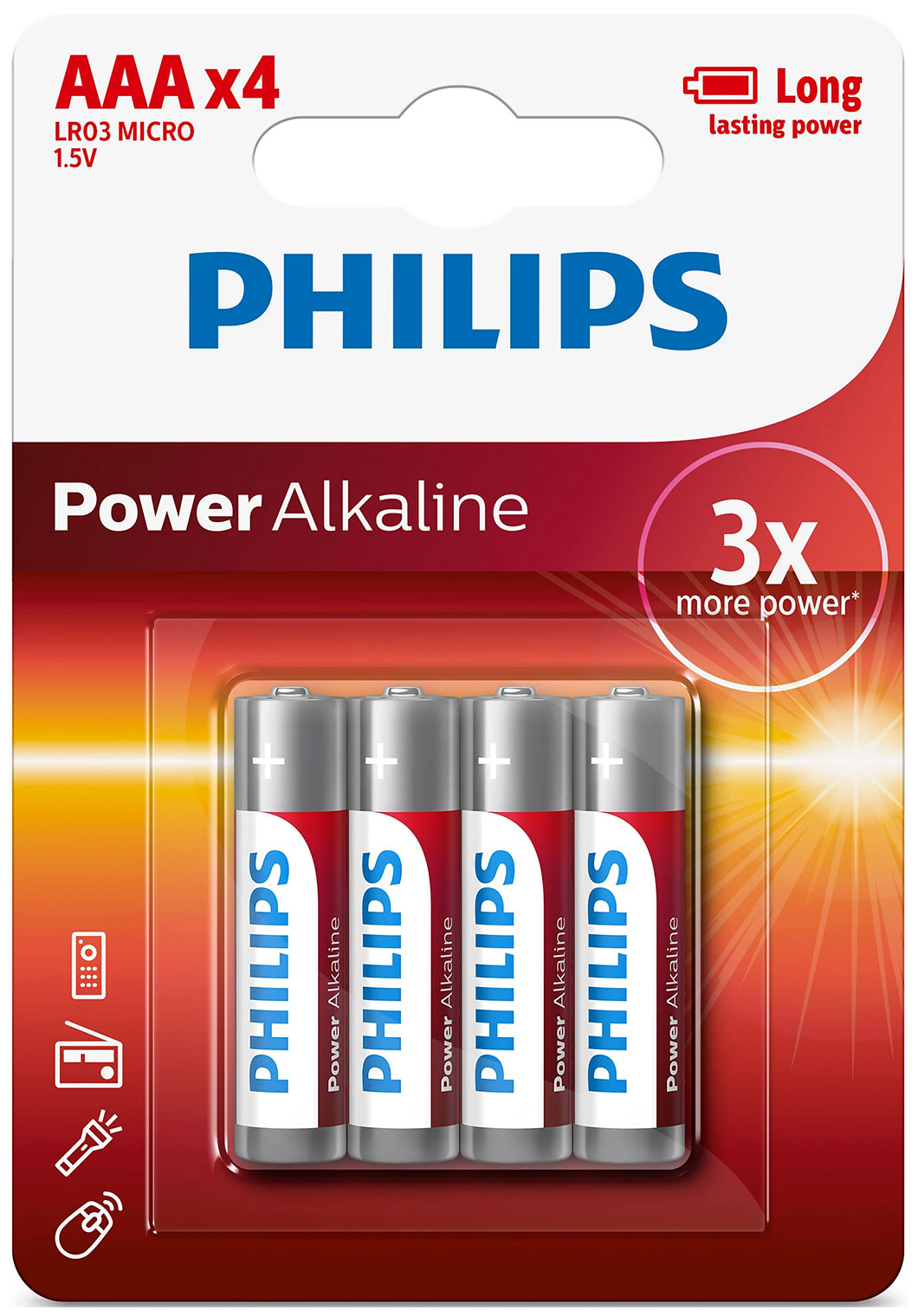 Изображение товара Батарейка Philips Power Alkaline, щелочная, 4ААА, в блистере (LR03P4B/97)