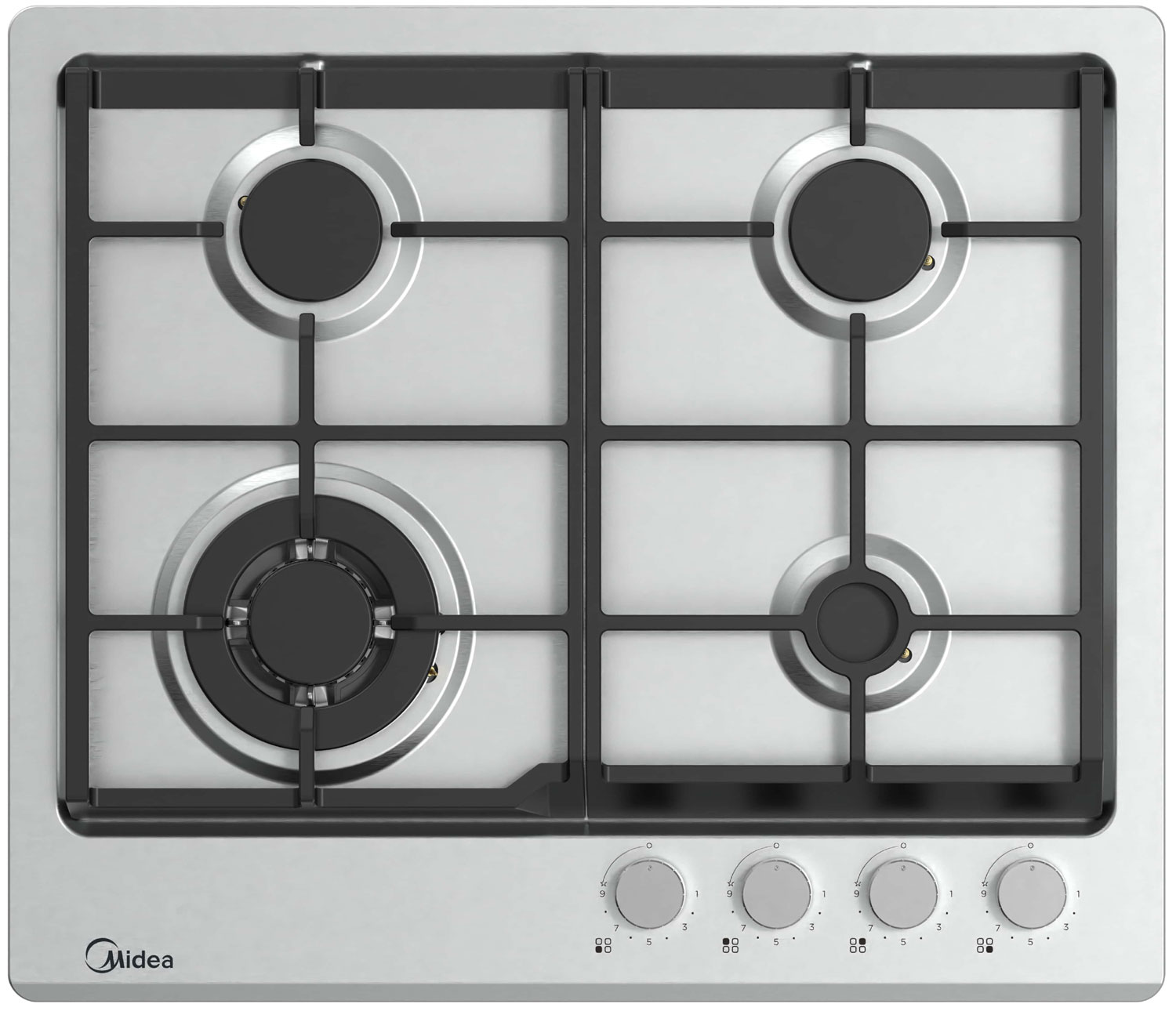 Изображение товара Газовая варочная панель Midea MG693TX 4 конфорки нержавеющая сталь