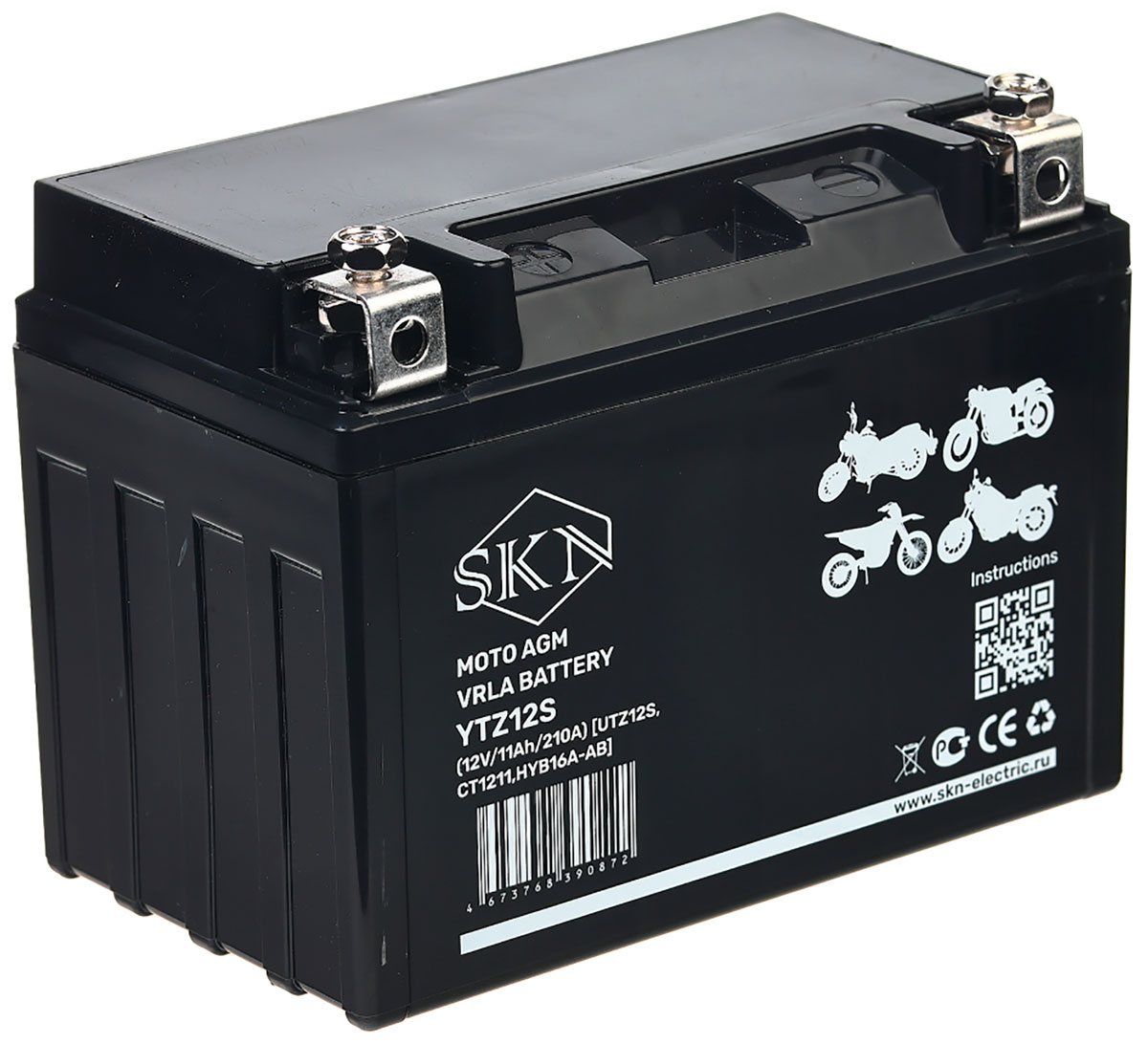 Изображение товара Аккумулятор стартерный для мототехники SKN YTZ12S (12V/11Ah/210A) [UTZ12S CT 1211 HYB16A-AB]