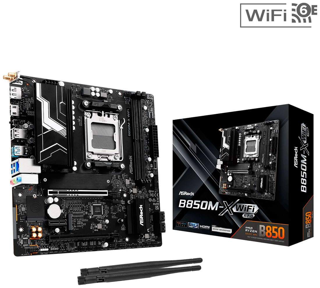 Изображение товара Материнская плата Asrock B850M-X WIFI R2.0 AM5 mATX Wi-Fi Bluetooth