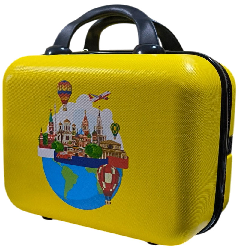 Изображение товара Бьюти-кейс Lats Москва желтый, стильный мини чемодан с двойной молнией