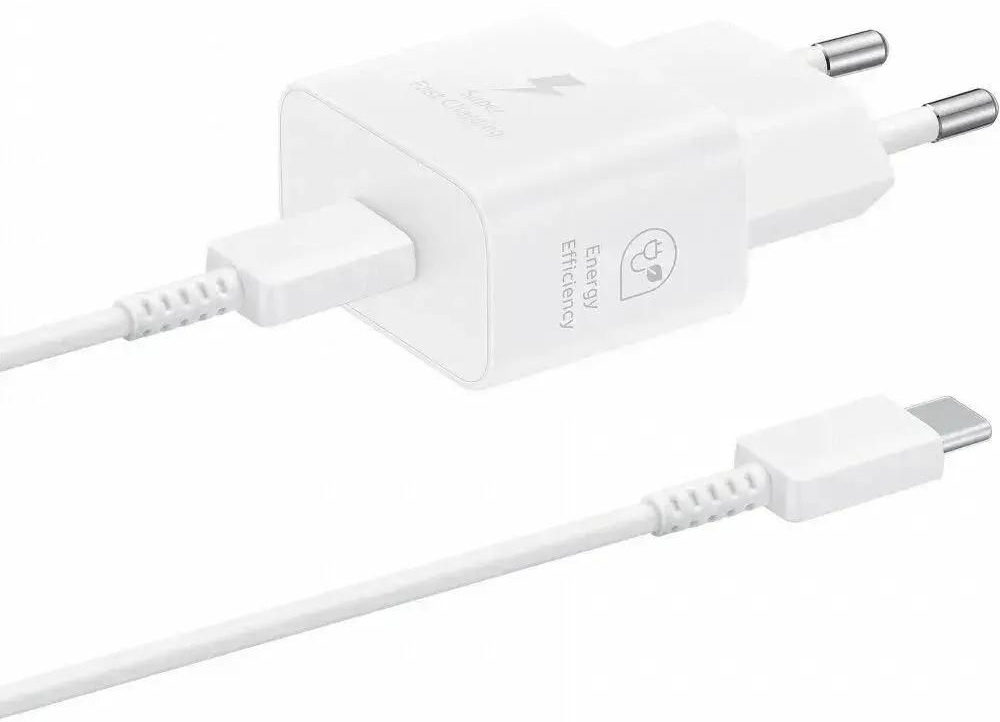 

Сетевое з/у + DАТА кабель Samsung 25-299W/USB-C/QC/PD/Белый/+кабель USB-C (EP-T2510XWEGRU)