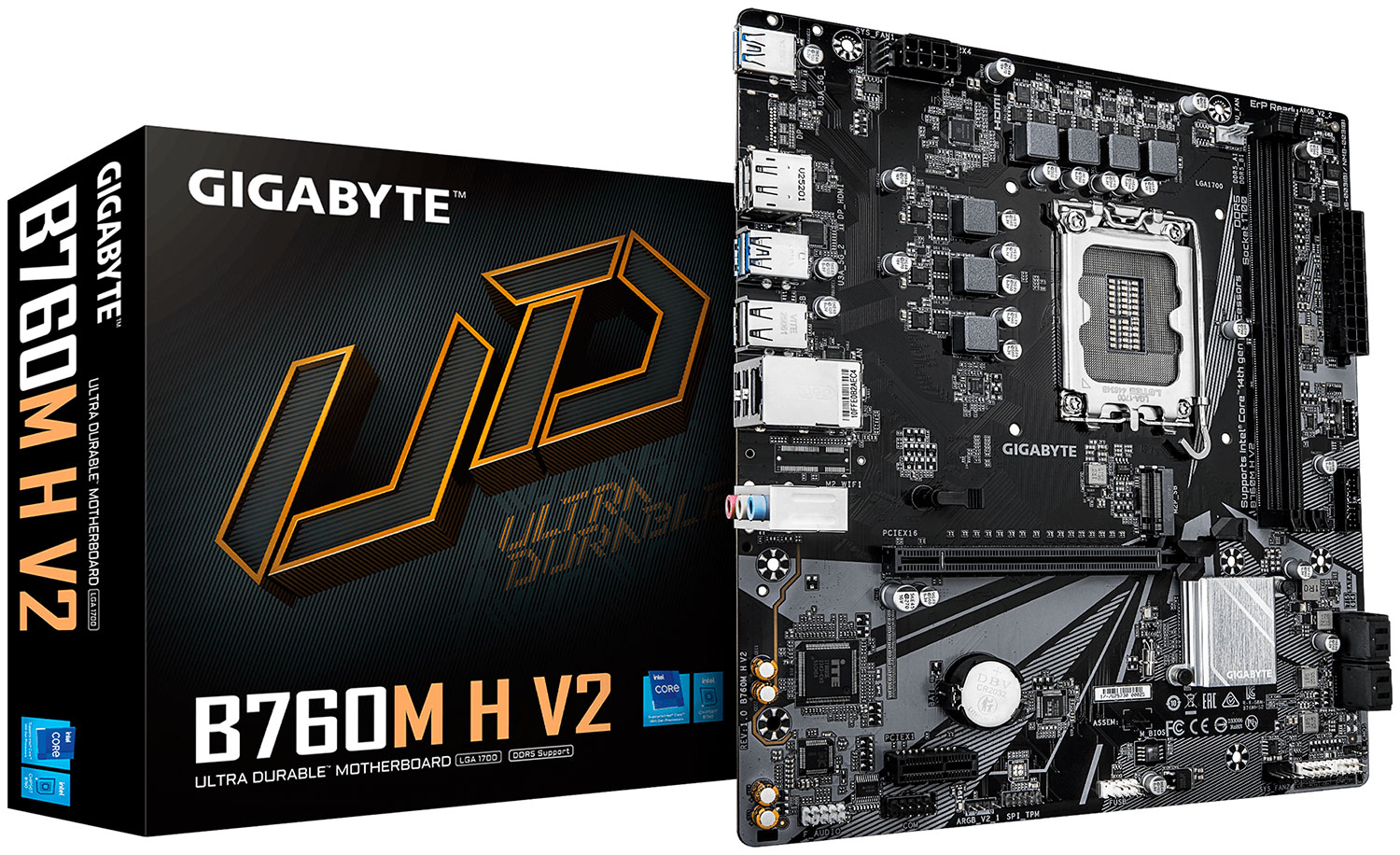 Изображение товара Материнская плата Gigabyte B760M H V2 DDR5 для высокопроизводительных систем Изображение товара Материнская плата Gigabyte B760M H V2 DDR5 для высокопроизводительных систем