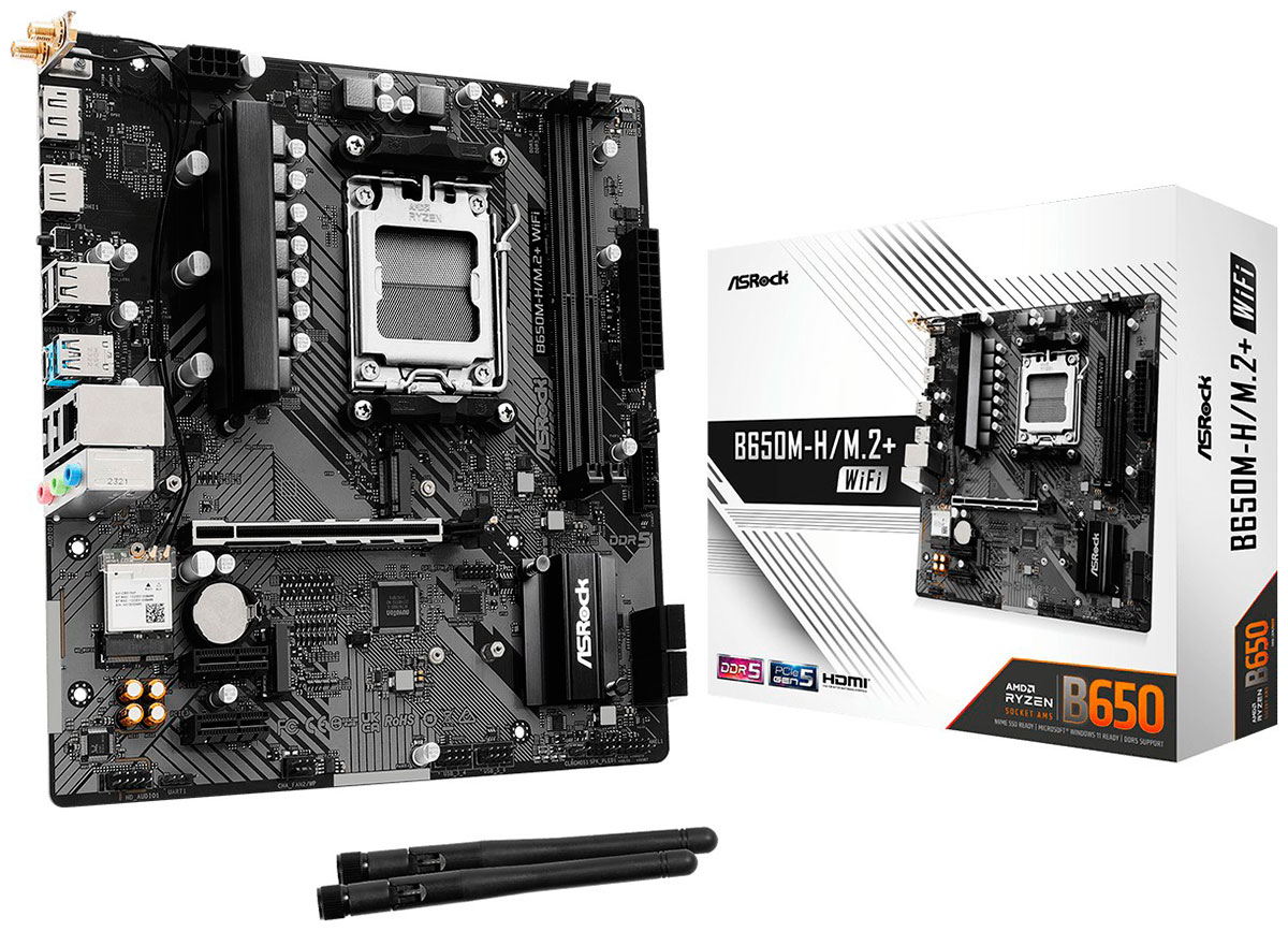 Изображение товара Материнская плата Asrock B650M-H/M.2+ WIFI (AM5, mATX)
